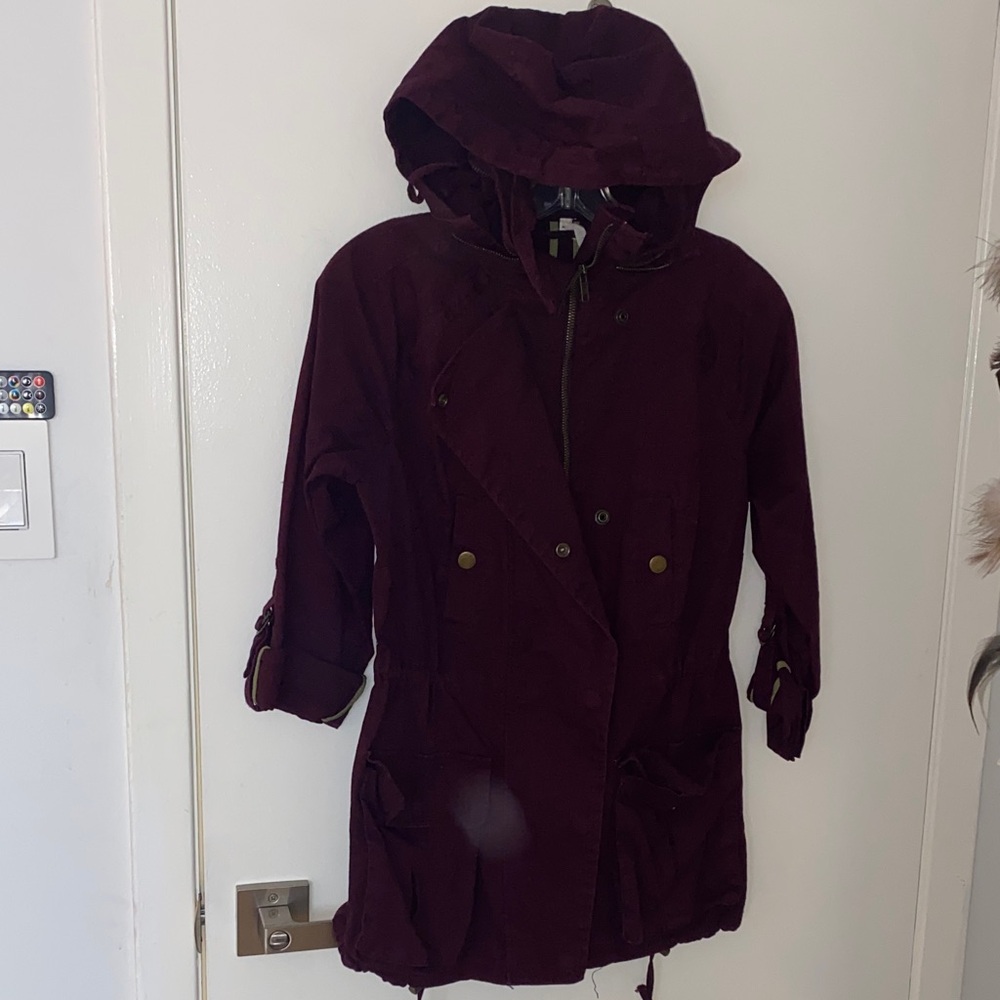 Women's Burgundy Hooded Jacket
